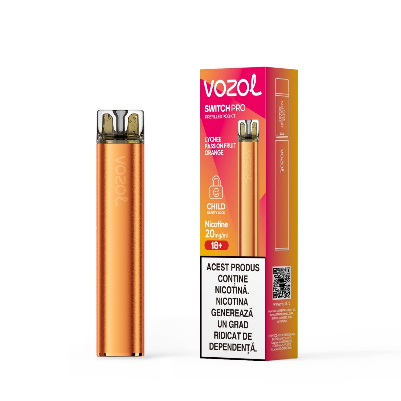 Narghilea electronica reincarcabila KIT SWITCH PRO LYCHEE PASSION FRUIT ORANGE | VOZOL